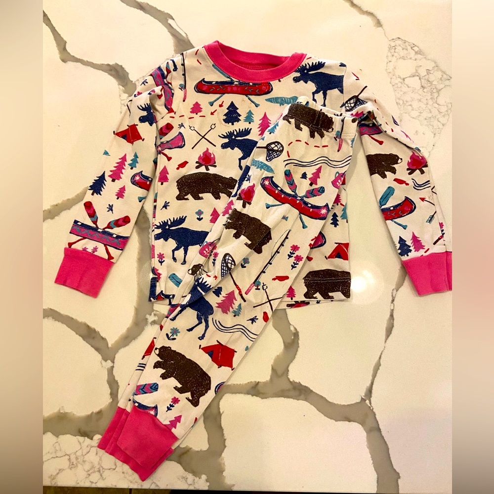 Toddler pajamas by Little Blue House! Pink camping theme!
